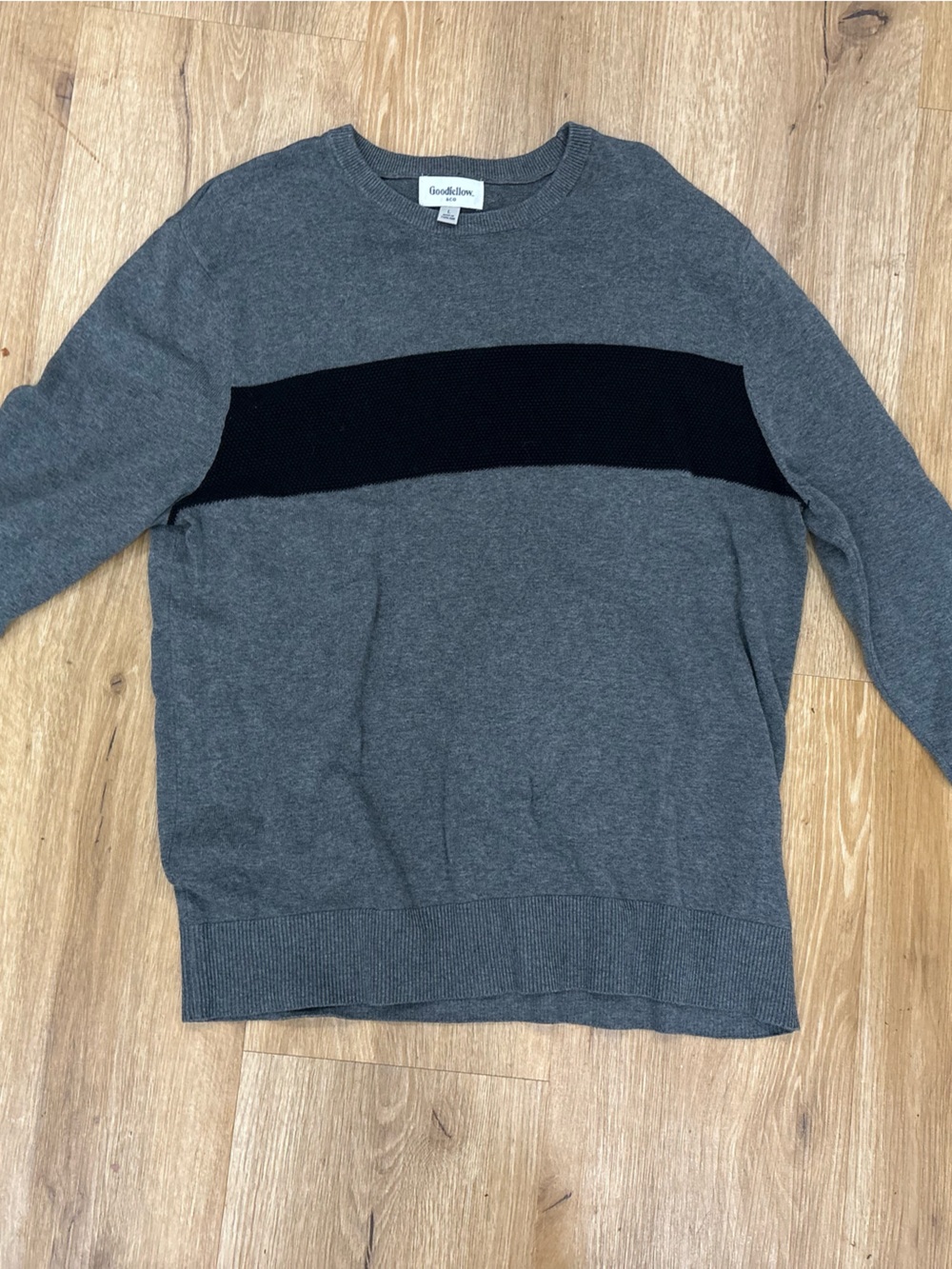Goodfellow & Co Gray classic comfy dressy Crewneck Sweater with Black Chest Band